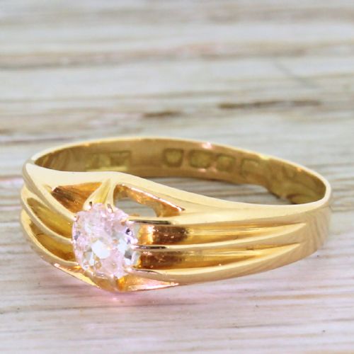 Edwardian 0.35 Carat Old Cut Diamond Gypsy Ring, Circa 1910
