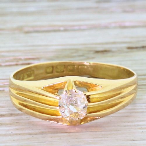 fig 1. Edwardian 0.35 Carat Old Cut Diamond Gypsy Ring, circa 1910