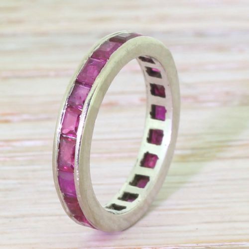 Art Deco 2.00 Carat Burmese Ruby Full Eternity Ring, Circa 1930
