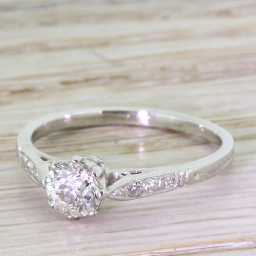 Art Deco 0.57 Carat Old Cut Diamond Engagement Ring, Circa 1930
