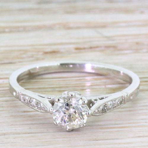 fig 1. Art Deco 0.57 Carat Old Cut Diamond Engagement Ring, circa 1930