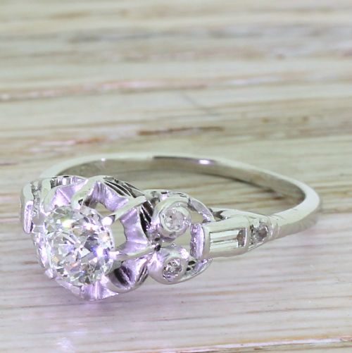 Edwardian 0.85 Carat Old Cut Diamond Engagement Ring, Circa 1910
