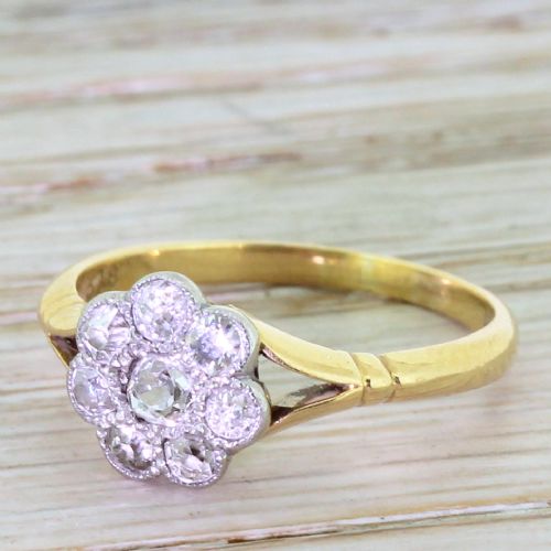 Edwardian 0.50 Carat Old Cut Diamond Cluster Ring, Circa 1905

