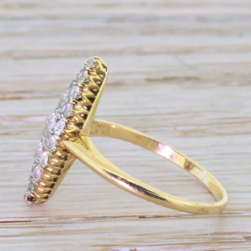 fig 2. Victorian 1.00 Carat Old Cut Diamond Navette Cluster Ring, circa 1900