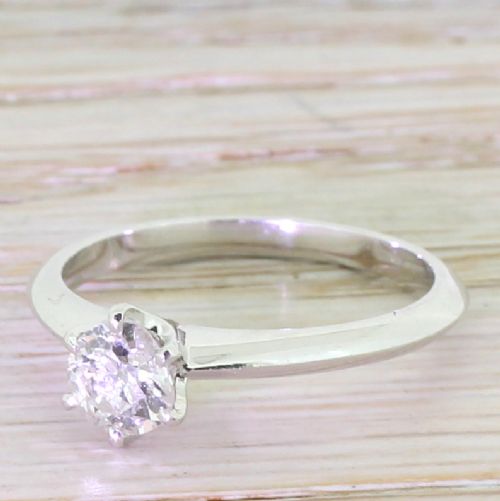 0.55 Carat Old Cut Diamond Engagement Ring, Platinum
