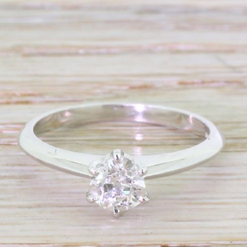 fig 1. 0.55 Carat Old Cut Diamond Engagement Ring, Platinum