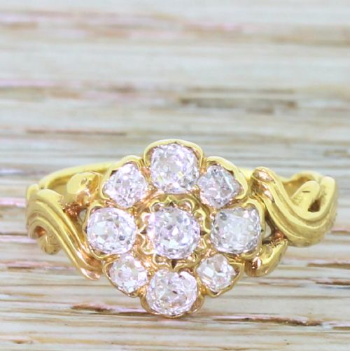 fig 1. Victorian 0.70 Carat Old Cut Diamond Cluster Ring, circa 1900