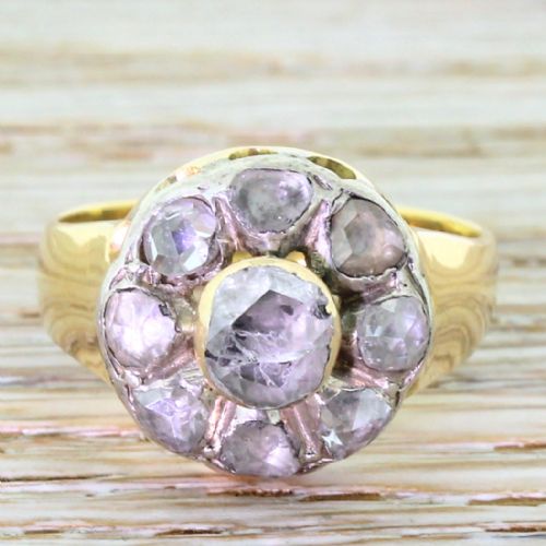 fig 1. Victorian 1.00 Carat Rose Cut Diamond Cluster Ring, Chester, 1898