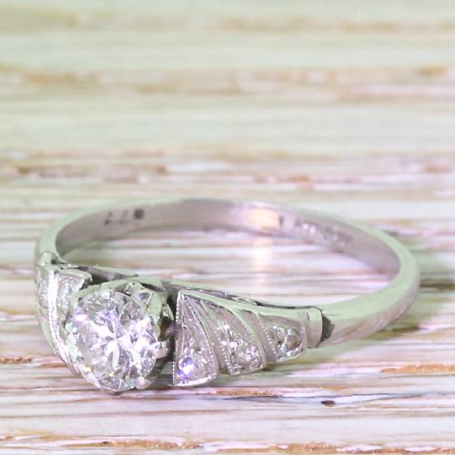 Art Deco 0.40 Carat Transitional Cut Diamond Engagement Ring, Circa 1935
