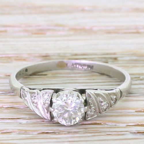 fig 1. Art Deco 0.40 Carat Transitional Cut Diamond Engagement Ring, circa 1935