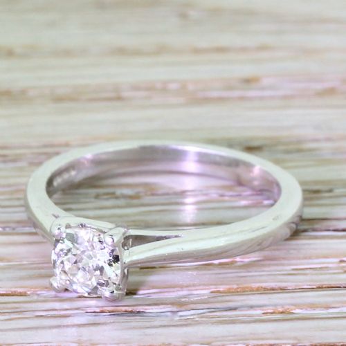 0.64 Carat Old Cut Diamond Engagement Ring, Platinum
