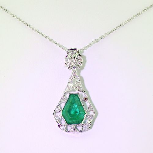 fig 1. Edwardian Colombian Emerald & Diamond Pendant, circa 1910