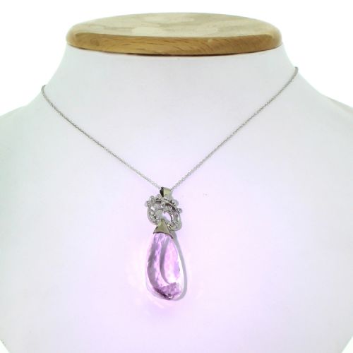 fig 1. Art Deco 30.00 Carat Pear Cut Kunzite Pendant, circa 1935