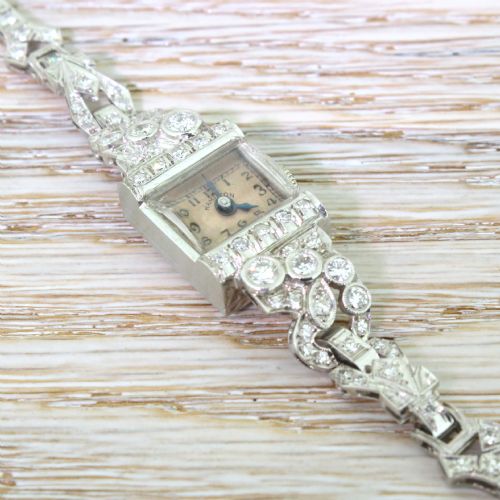 fig 1. HAMILTON 1.92 Carat Diamond & Platinum Cocktail Watch, circa 1950