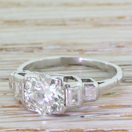 Art Deco 1.17 Carat Old European Cut Diamond Engagement Ring, Circa 1935

