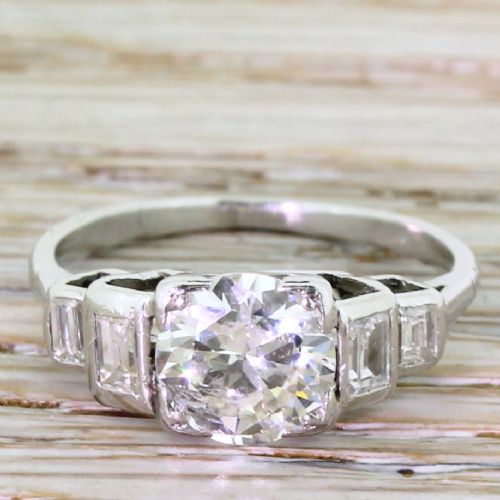 fig 1. Art Deco 1.17 Carat Old European Cut Diamond Engagement Ring, circa 1935