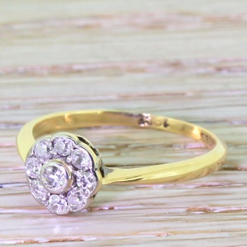 Edwardian 0.36 Carat Old Cut Diamond Cluster Ring, Circa 1910
