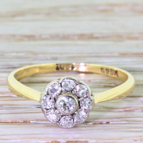 fig 1. Edwardian 0.36 Carat Old Cut Diamond Cluster Ring, circa 1910
