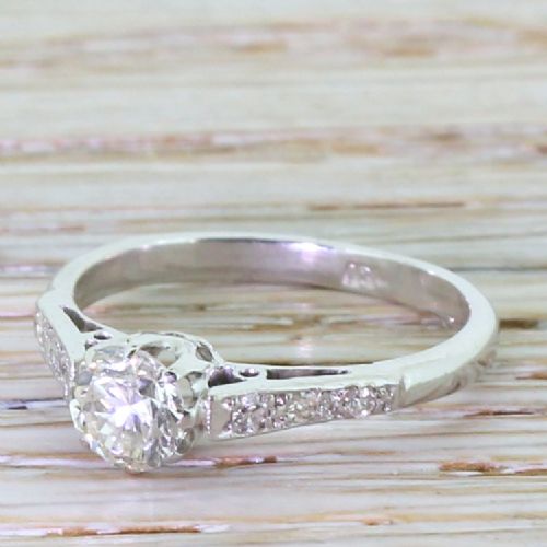 Art Deco 0.45 Carat Old European Cut Diamond Engagement Ring, Circa 1940
