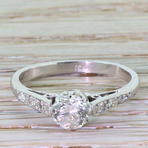 fig 1. Art Deco 0.45 Carat Old European Cut Diamond Engagement Ring, circa 1940