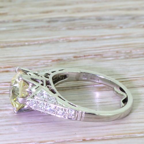 fig 2. Art Deco 2.90 Carat Fancy Yellow Old Cut Diamond Ring, circa 1930