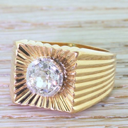 Art Deco 1.27 Carat Old Cut Diamond “Ray” Ring, French, Circa 1920
