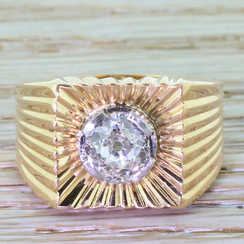 fig 1. Art Deco 1.27 Carat Old Cut Diamond “Ray” Ring, French, circa 1920