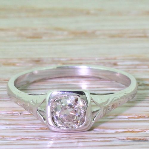 fig 1. Art Deco 0.50 Carat Old Cushion Cut Diamond Engagement Ring, circa 1930