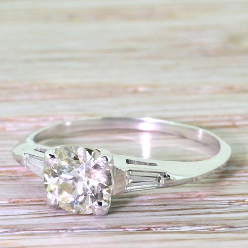 Art Deco 1.20 Carat Old Cut Diamond “Knife Edge” Engagement Ring, Circa 1920
