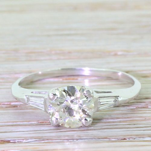 fig 1. Art Deco 1.20 Carat Old Cut Diamond “Knife Edge” Engagement Ring, circa 1920