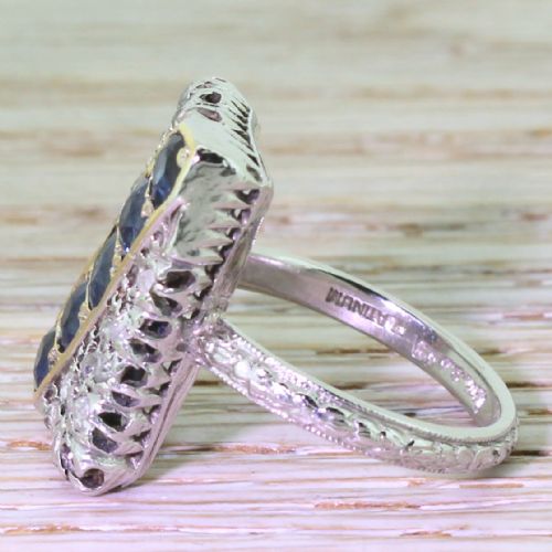 fig 2. Edwardian Sapphire & Rose Cut Diamond “Sash” Plaque Ring, circa 1910