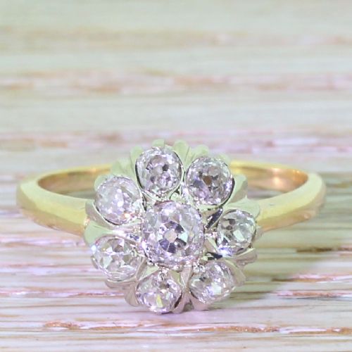 fig 1. Art Deco 1.40 Carat Old Cut Diamond Cluster Ring, circa 1920
