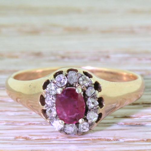 fig 1. Victorian Ruby & Old Cut Diamond Cluster Ring, circa 1860