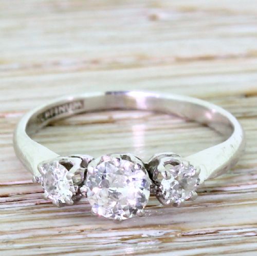 fig 1. Art Deco 0.50 Carat Old Cut Diamond Trilogy Ring, circa 1920
