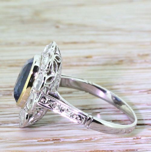 fig 2. Art Deco 2.67 Carat Sapphire & Rose Cut Diamond Cluster Ring, circa 1935