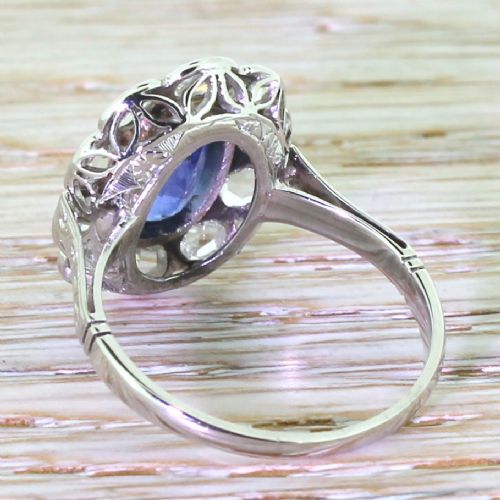 fig 3. Art Deco 2.67 Carat Sapphire & Rose Cut Diamond Cluster Ring, circa 1935