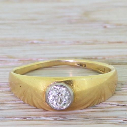 fig 1. Edwardian 0.30 Carat Old Cut Diamond Gypsy Style Ring, dated 1909
