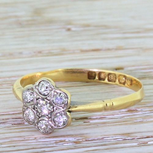 Art Deco 0.35 Carat Old Cut Diamond Cluster Ring, Dated 1921
