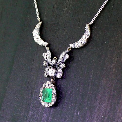 fig 1. Victorian Emerald & Old Cut Diamond Necklace, circa 1900
