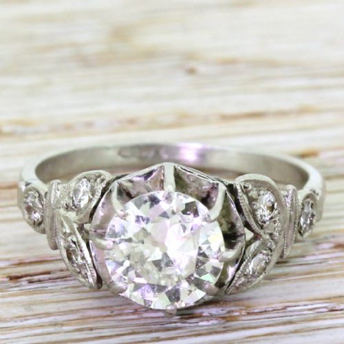 fig 1. Art Deco 1.50 Carat Old European Cut Diamond Engagement Ring, circa 1935