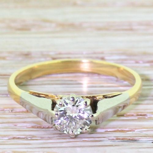 fig 1. Mid Century 0.55 Carat Brilliant Round Diamond Engagement Ring, circa 1945