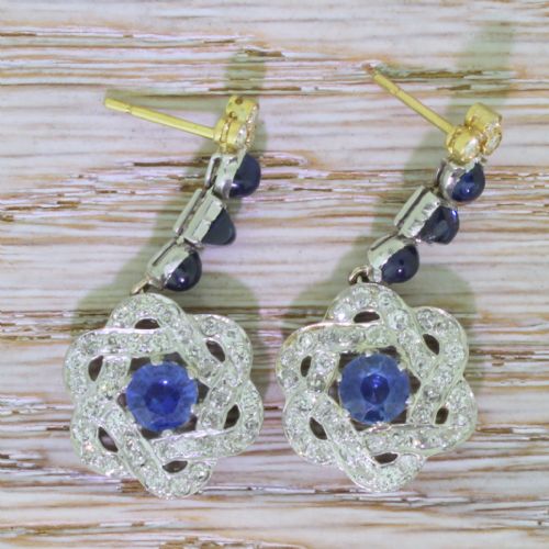 fig 2. Art Deco Sapphire & Diamond Lotus Drop Earrings, circa 1925

