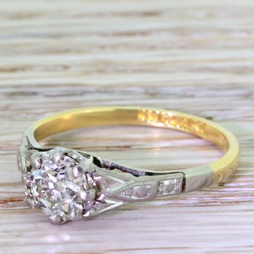 Art Deco 0.66 Carat Old Cut Diamond Engagement Ring, Circa 1920
