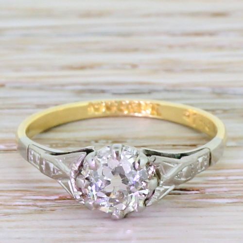 fig 1. Art Deco 0.66 Carat Old Cut Diamond Engagement Ring, circa 1920
