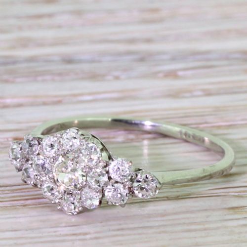 Art Deco 1.04 Carat Old Cut Diamond Cluster Ring, Circa 1935
