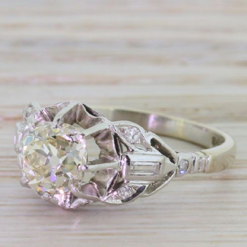 Art Deco 1.43 Carat Old Cut Diamond Engagement Ring, Circa 1935
