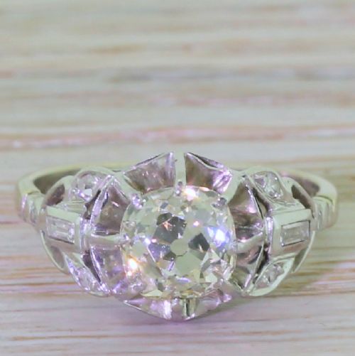 fig 1. Art Deco 1.43 Carat Old Cut Diamond Engagement Ring, circa 1935