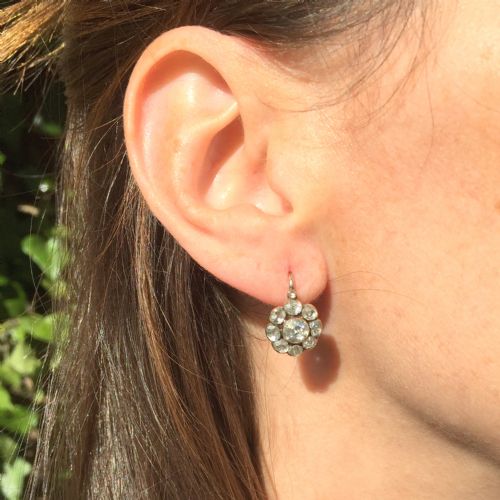 fig 1. Victorian Rose Cut Diamond Cluster Earrings, circa 1860