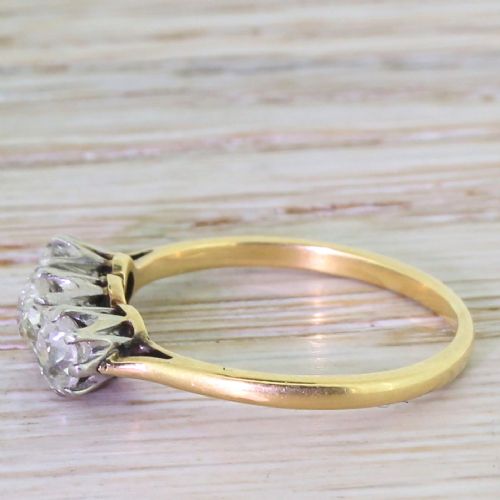 fig 2. Art Deco 1.00 Carat Old Cut Diamond Trilogy Ring, circa 1920