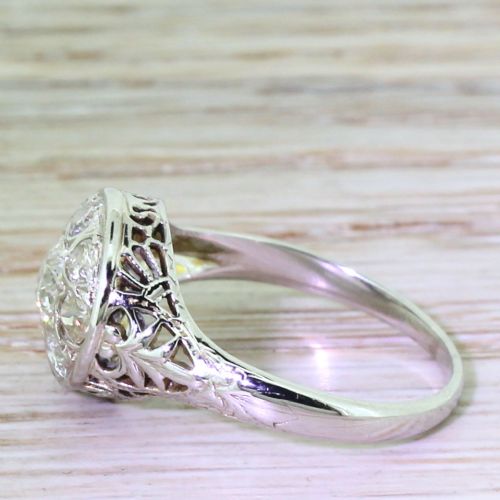 fig 2. Art Deco 0.65 Carat Old Cut Diamond Filigree Cluster Ring, circa 1935
